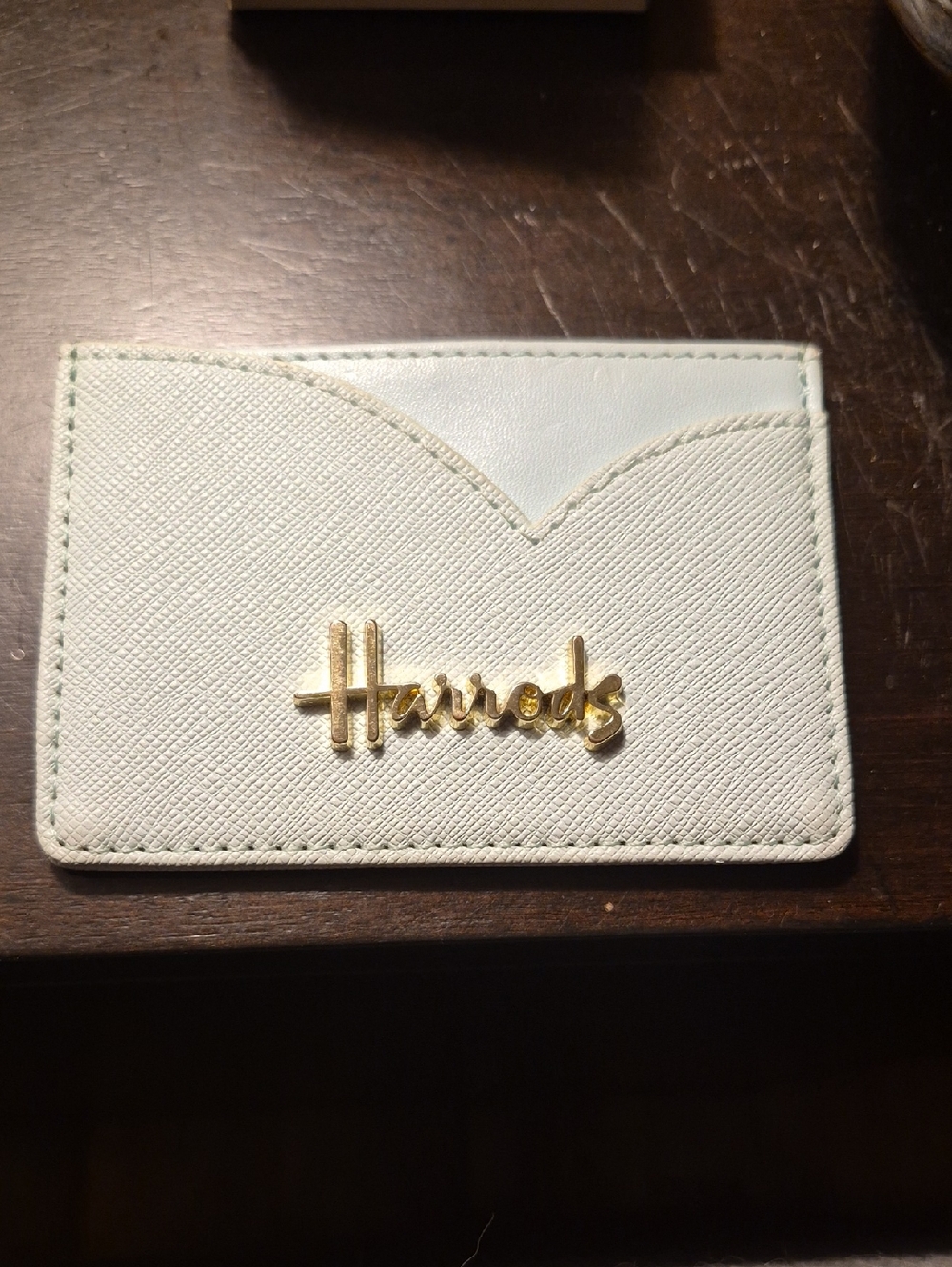 Harrods Pale Mint Card & Key Holder with Gold Script Logo